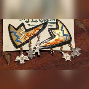 Vintage New 1990s Geometric Earrings Charms Post Stud Unique